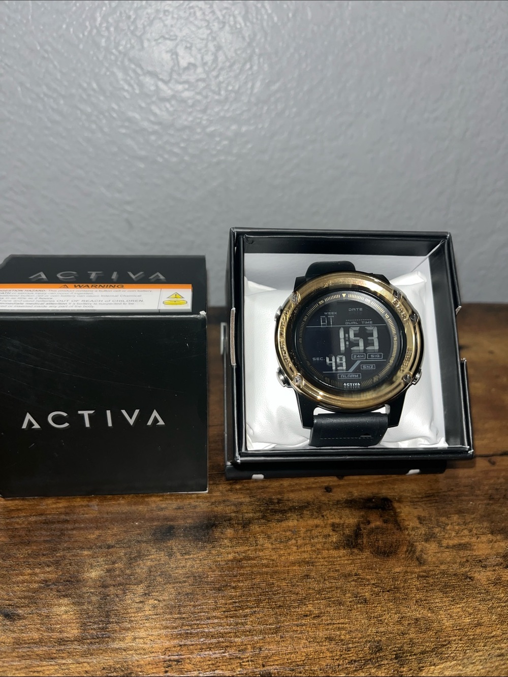 Activa Black and Gold Round Digital Sport Watch NWT!!!